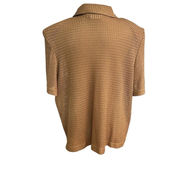 Lady Dorby Vintage Gold Knit Top Button Front Size L/XL Leaf Buttons Retro 80s - Picture 9 of 16